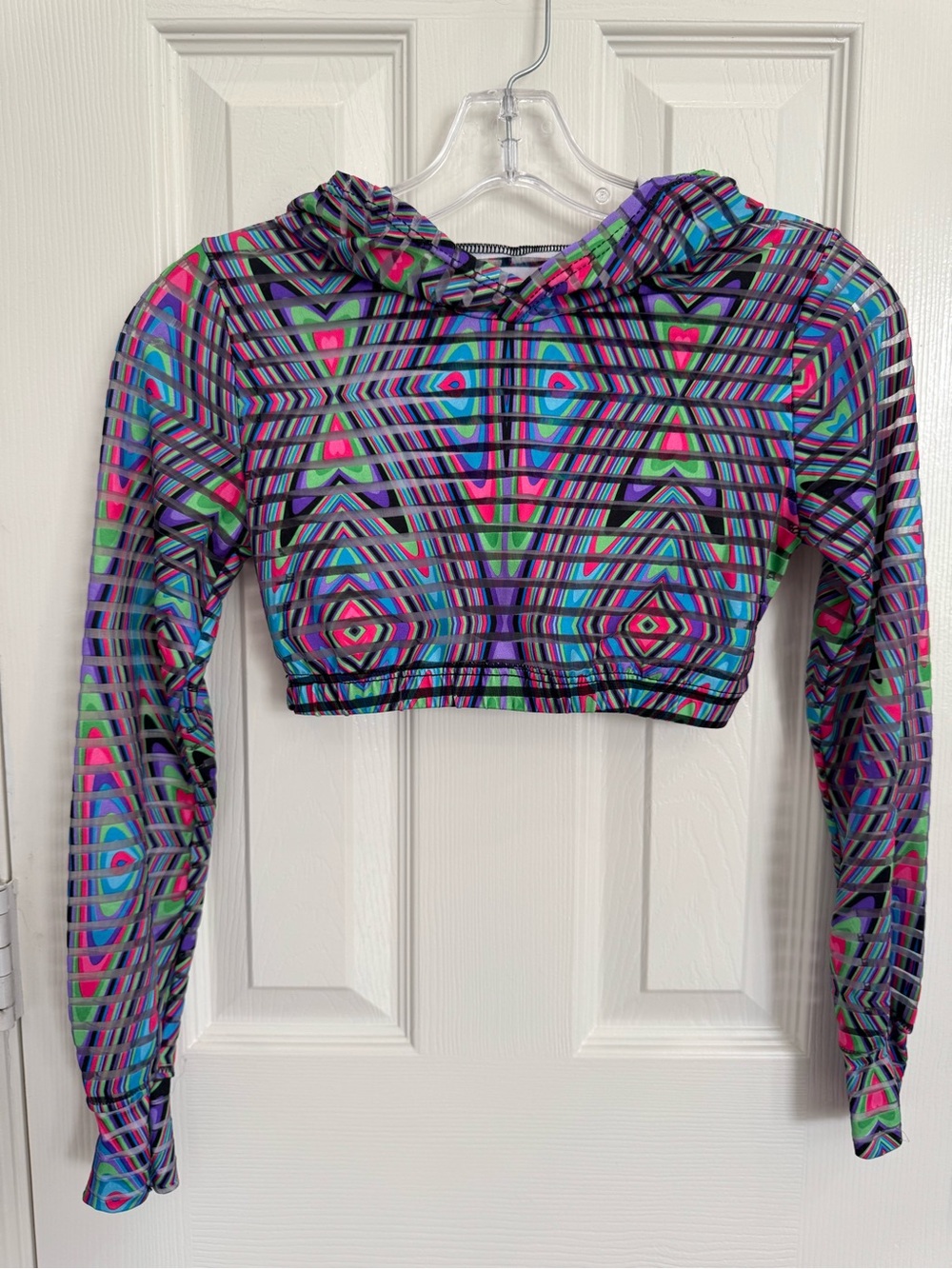 Motionwear Multicolor Geo Crop Hip Hop Hoodie